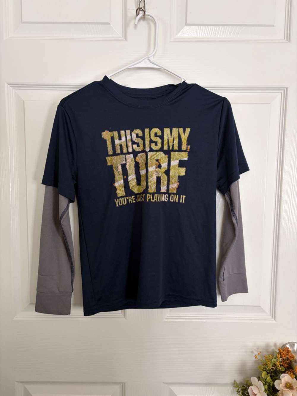STARTER Navy & Gray 'This Is My Turf' Layered-Look Long Sleeve Tee